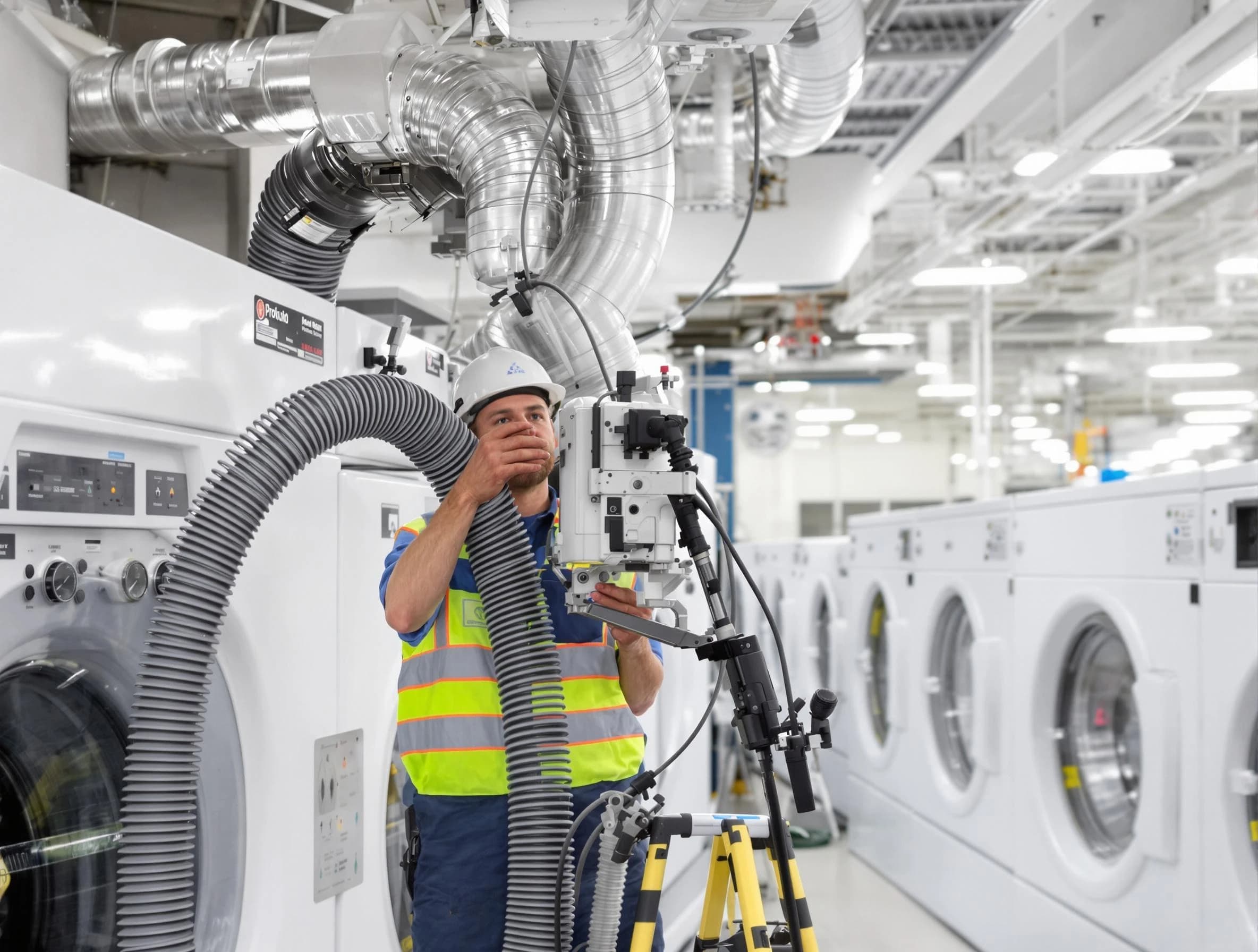 Castle Pines Dryer Vent Cleaning team performing commercial-grade dryer vent cleaning at a business facility in Castle Pines