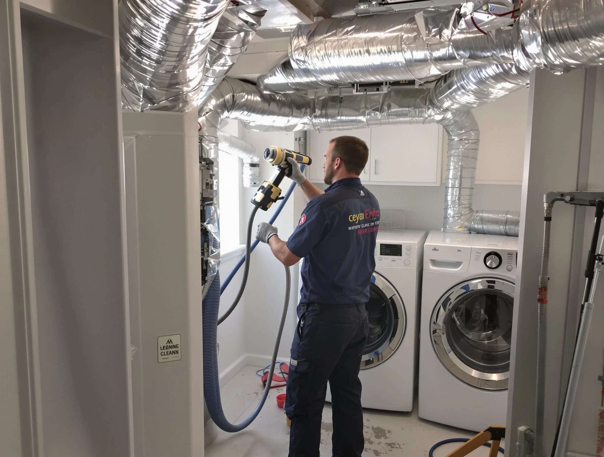 Castle Pines Dryer Vent Cleaning specialist using advanced equipment for thorough duct cleaning in Castle Pines