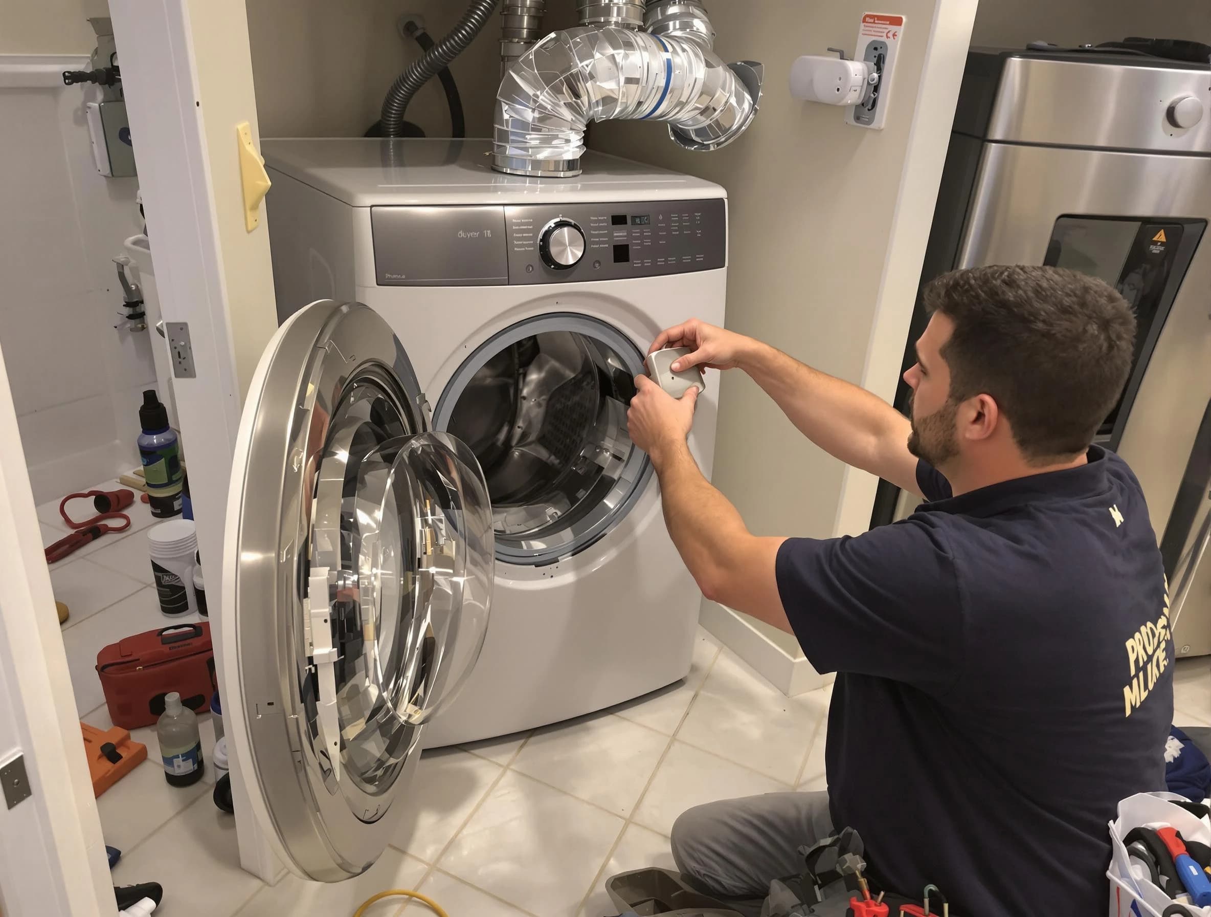 Castle Pines Dryer Vent Cleaning technician performing precise dryer vent hose installation in Castle Pines