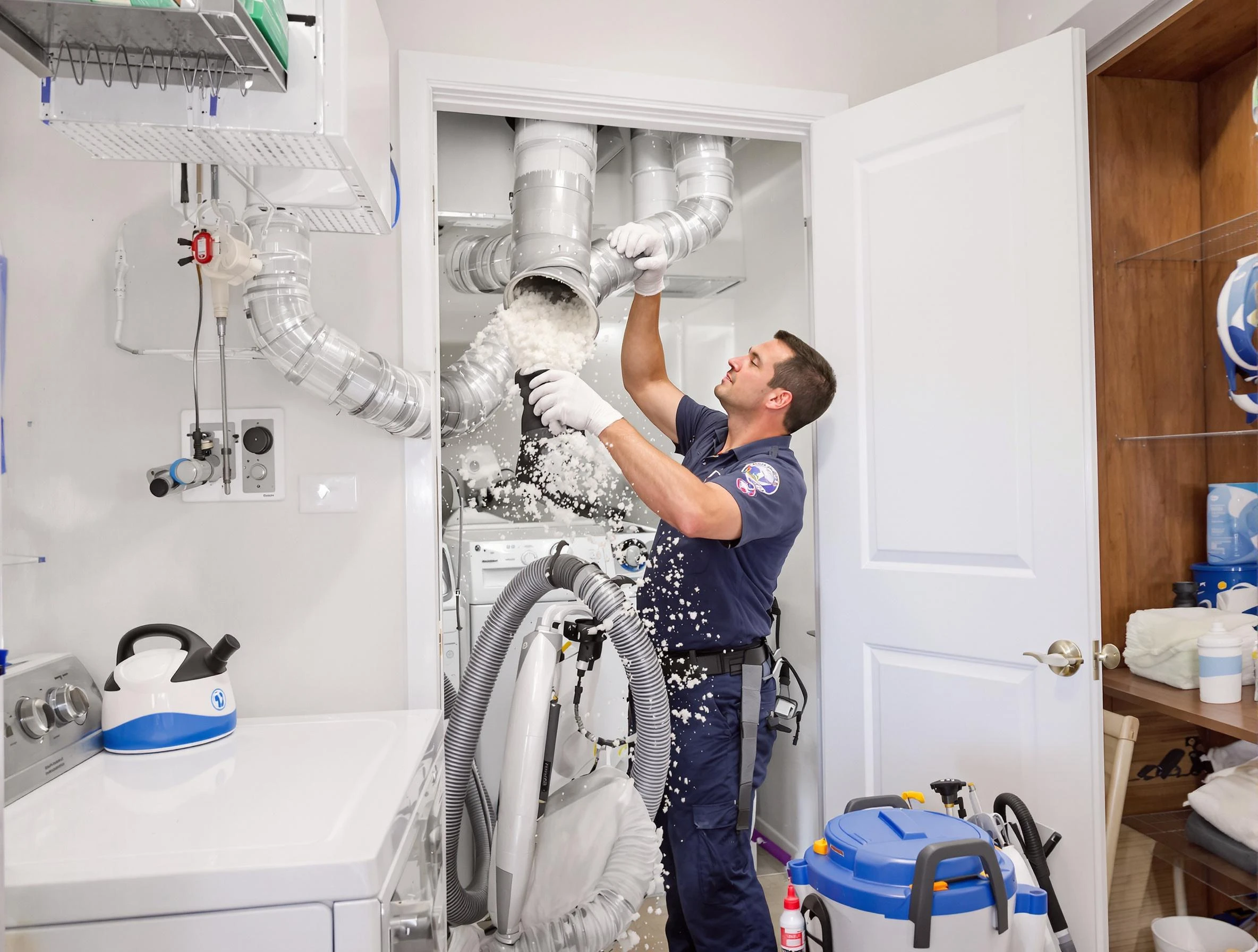 Castle Pines Dryer Vent Cleaning technician delivering thorough residential dryer vent cleaning service in Castle Pines